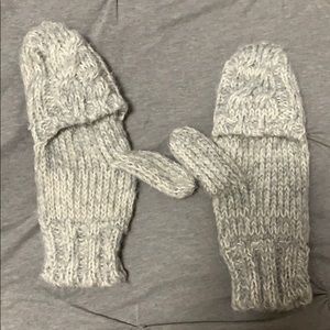 Gray mittens knit